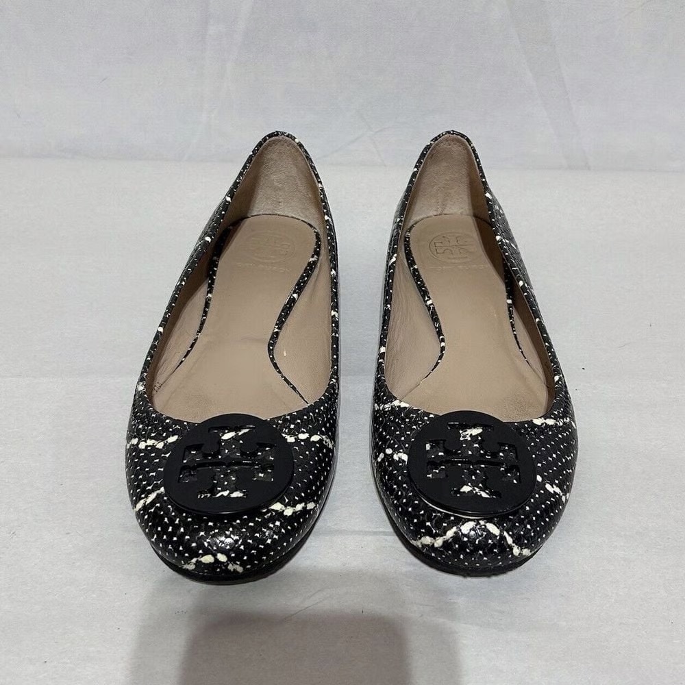 Tory Burch Black & White Logo Ballet Flats